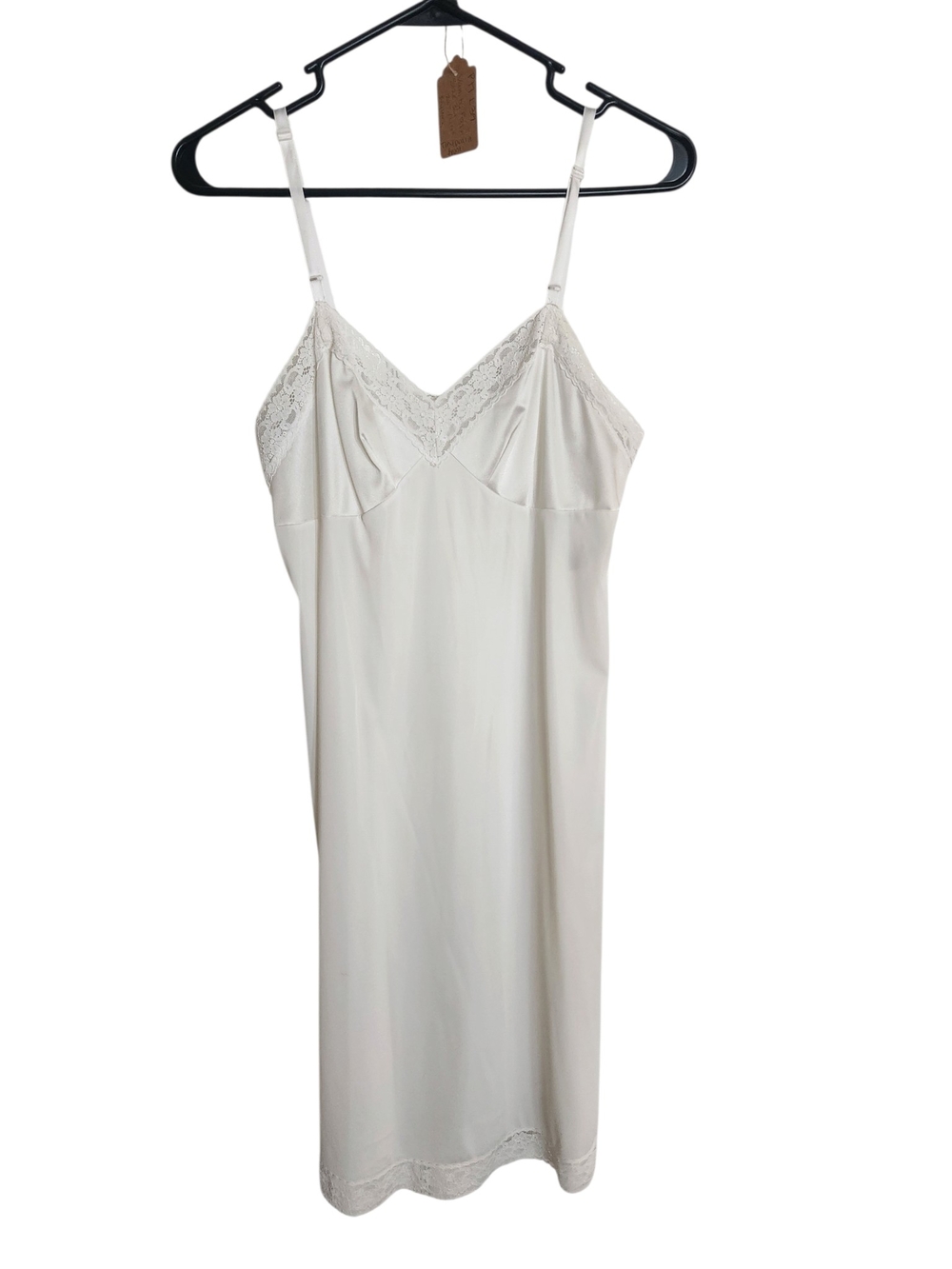 Vintage Vanity Fair Ivory Full Slip Size 34 Lace Trim Nylon Midi Lingerie